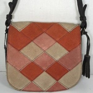 Brampton London Suede Patchwork Shoulder Bag